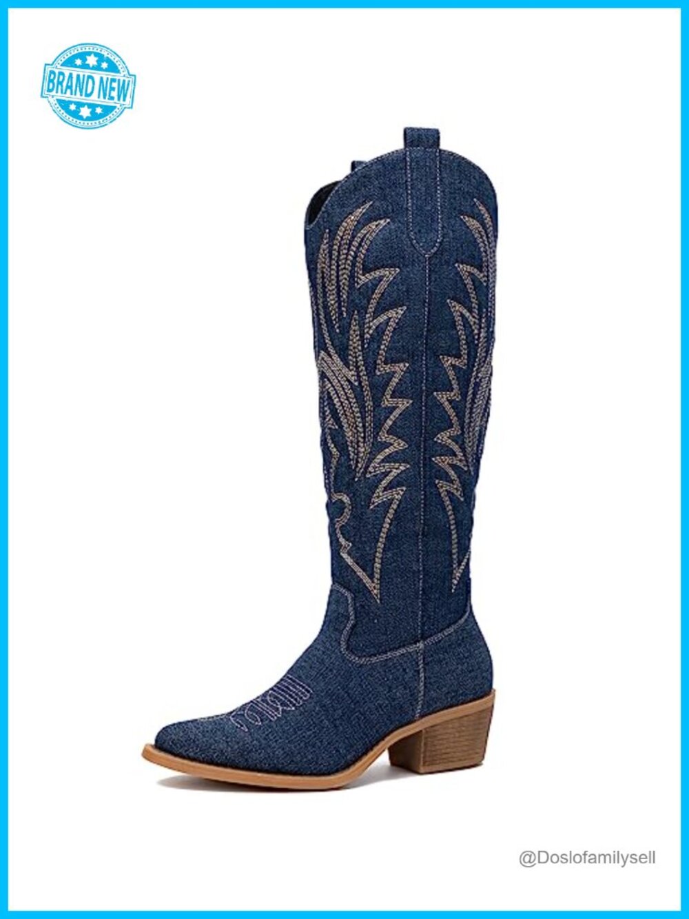 Women's Knee High Cowboy Boots Pointed Toe Faux Leather Western